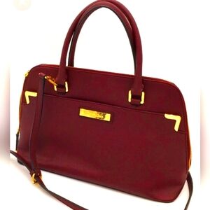 CK Genuine Red Leather Satchel/Crossbody w/ Strap, New, 84% Off!